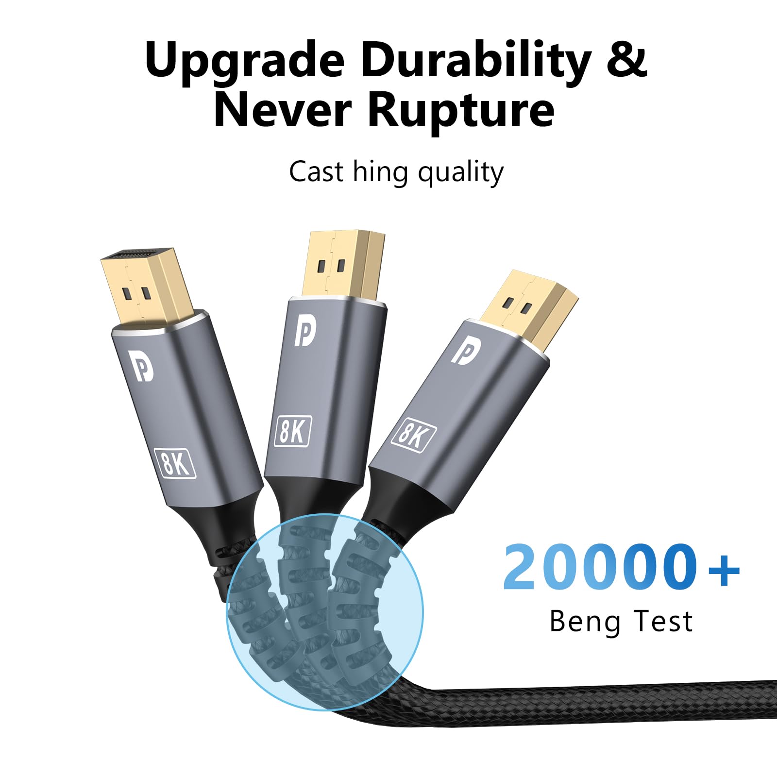 Meliya Cable DisplayPort 8K a DisplayPort 1.4,Nylon Cable DP Resolución 8K@60Hz, 4K@144Hz, 2K@240Hz con HDR de Alta Velocidad 32.4Gbps para PC, Gaming, Monitor,TV, GPU RTX 4090/5090, Negro, 2M