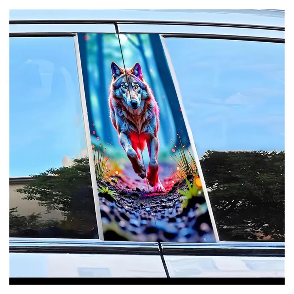 Auto Accessory 2 PCS Car Door Post Decals Wolf Pattern Scratch Resistant Film