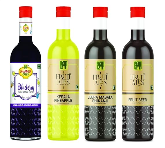 Dhampurgreen Mocktail Syrup Combo Blueberry,Kerala Pineapple,Jeera