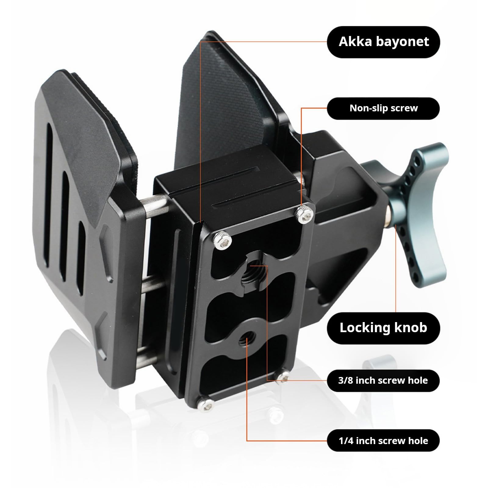 Staffa di montaggio funzionale in alluminio Selle di riposo per riprese con la maggior parte di 7,3 cm di larghezza di apertura manopola ergonomica accessorio di montaggio parentesi