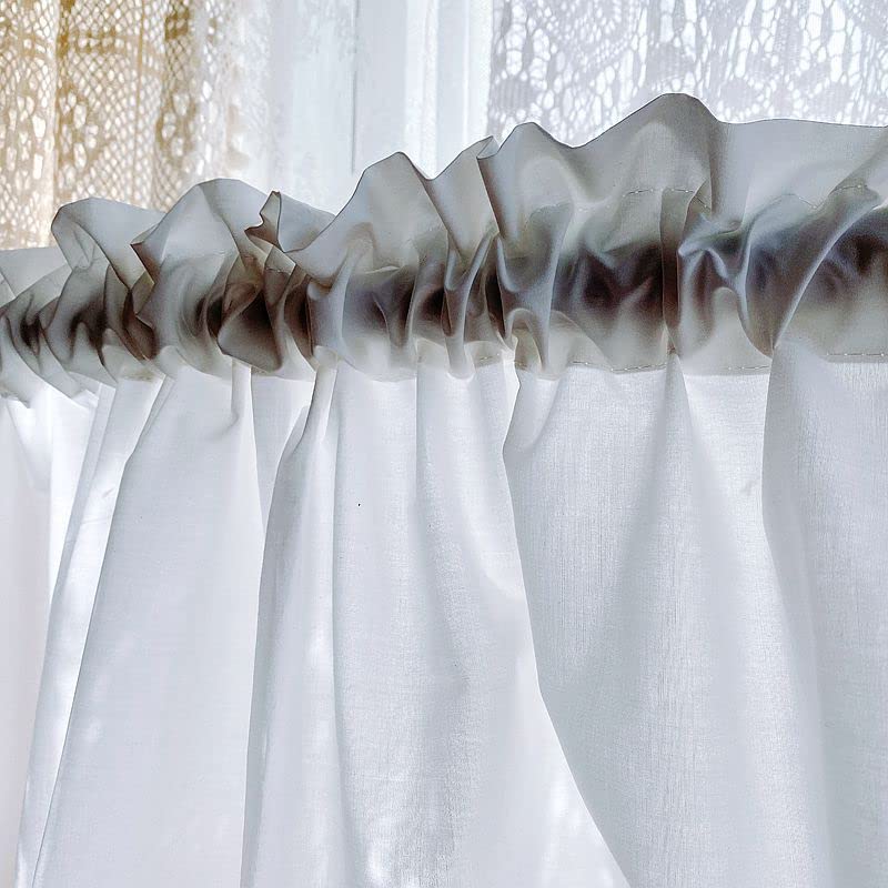 Visillos cortos de gasa blanca estilo granja para ventanas de baño 3