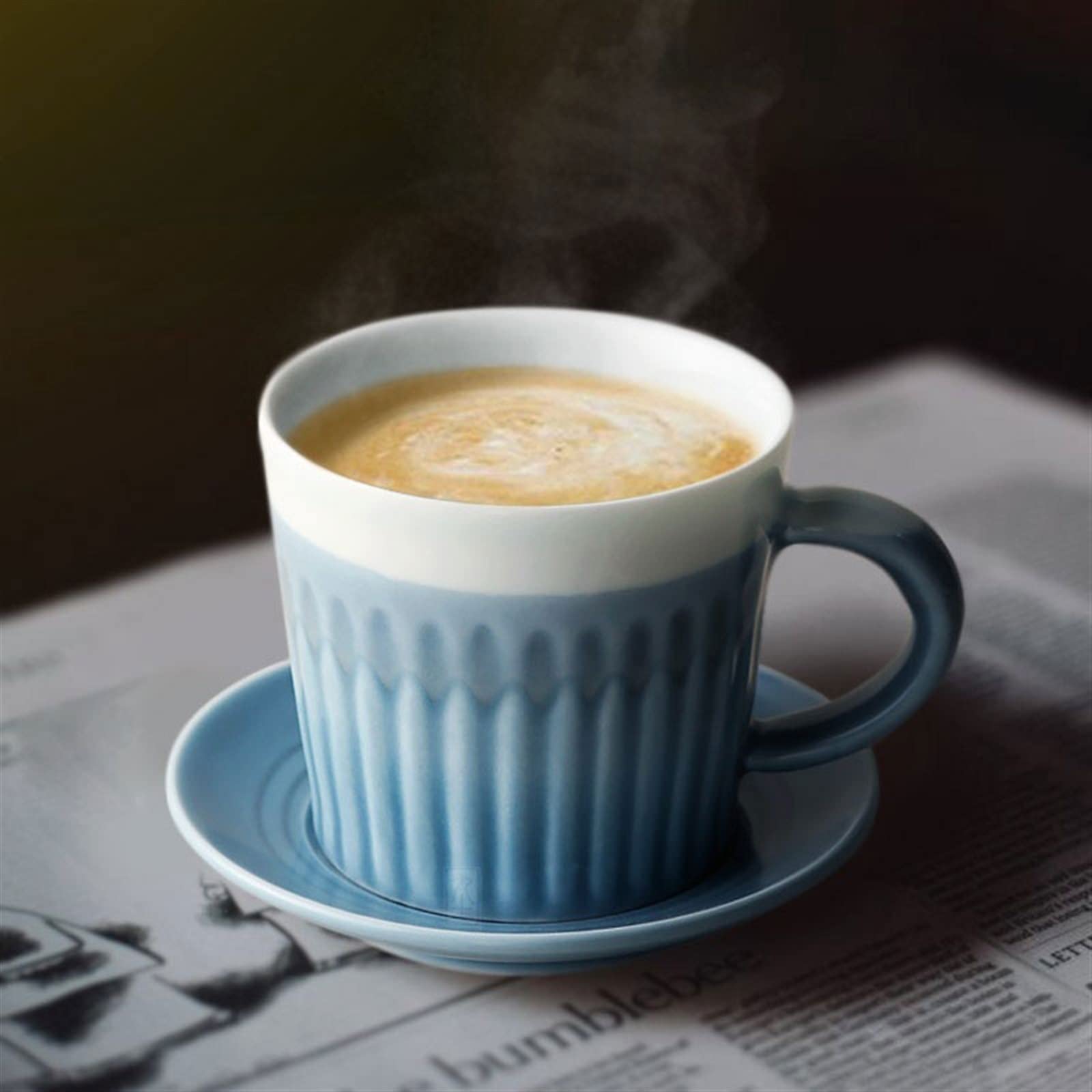Taza de café Simple de cerámica con platillo, Taza Retro Hecha a Mano, Taza de té de la Tarde for el hogar, Taza de Pareja, Taza de Agua de Oficina (Color : B)