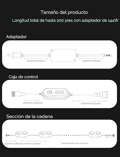 Miniatura 8 de APPECK Luces permanentes para exteriores Pro de 100 pies, 72 W RGBCW aleros de luces con 72 luces LED, 80 lm, cortables, 111 modos de escena,