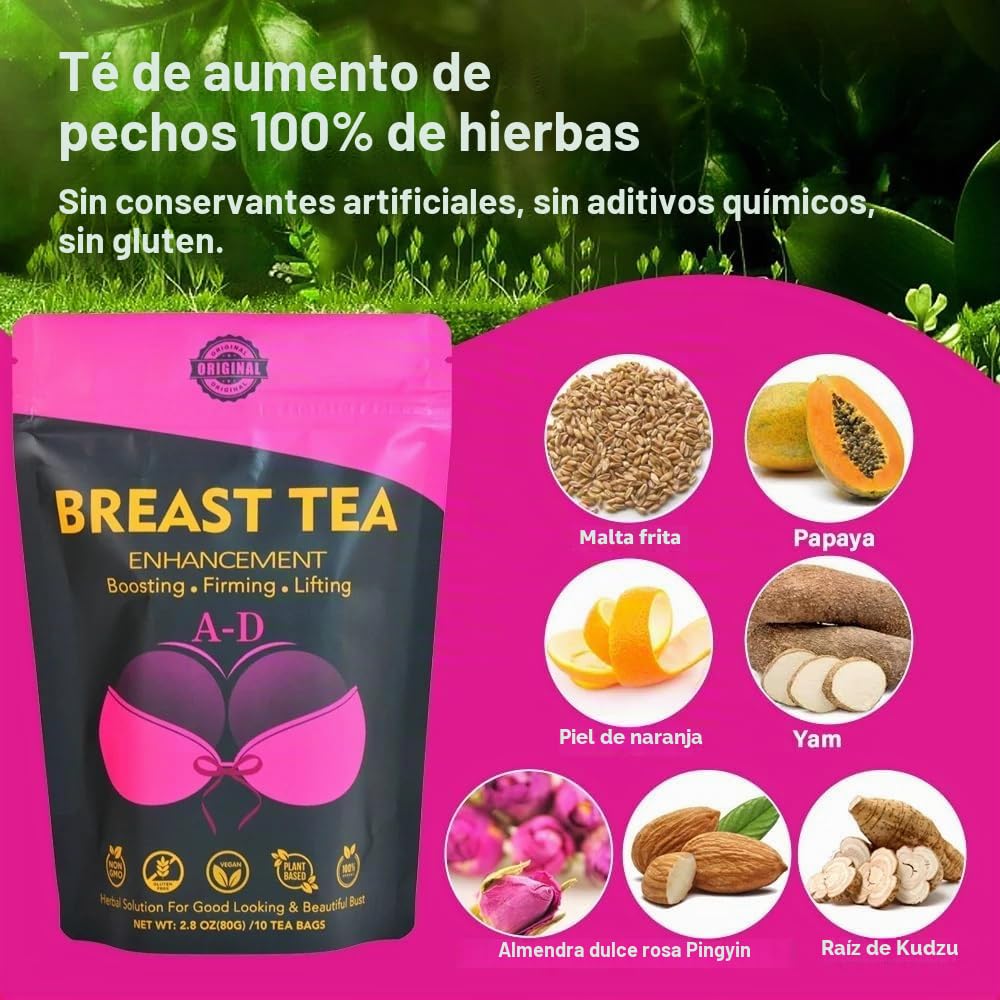 Té de hierbas natural para el aumento de senos, fortalecimiento de los senos, té de mejora del crecimiento de senos