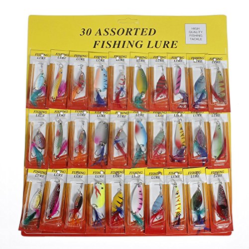 CAMTOA 30pcs Cuillers de Pêche à la Truite Perche Sandre Brochet Leurres Carnassier UK