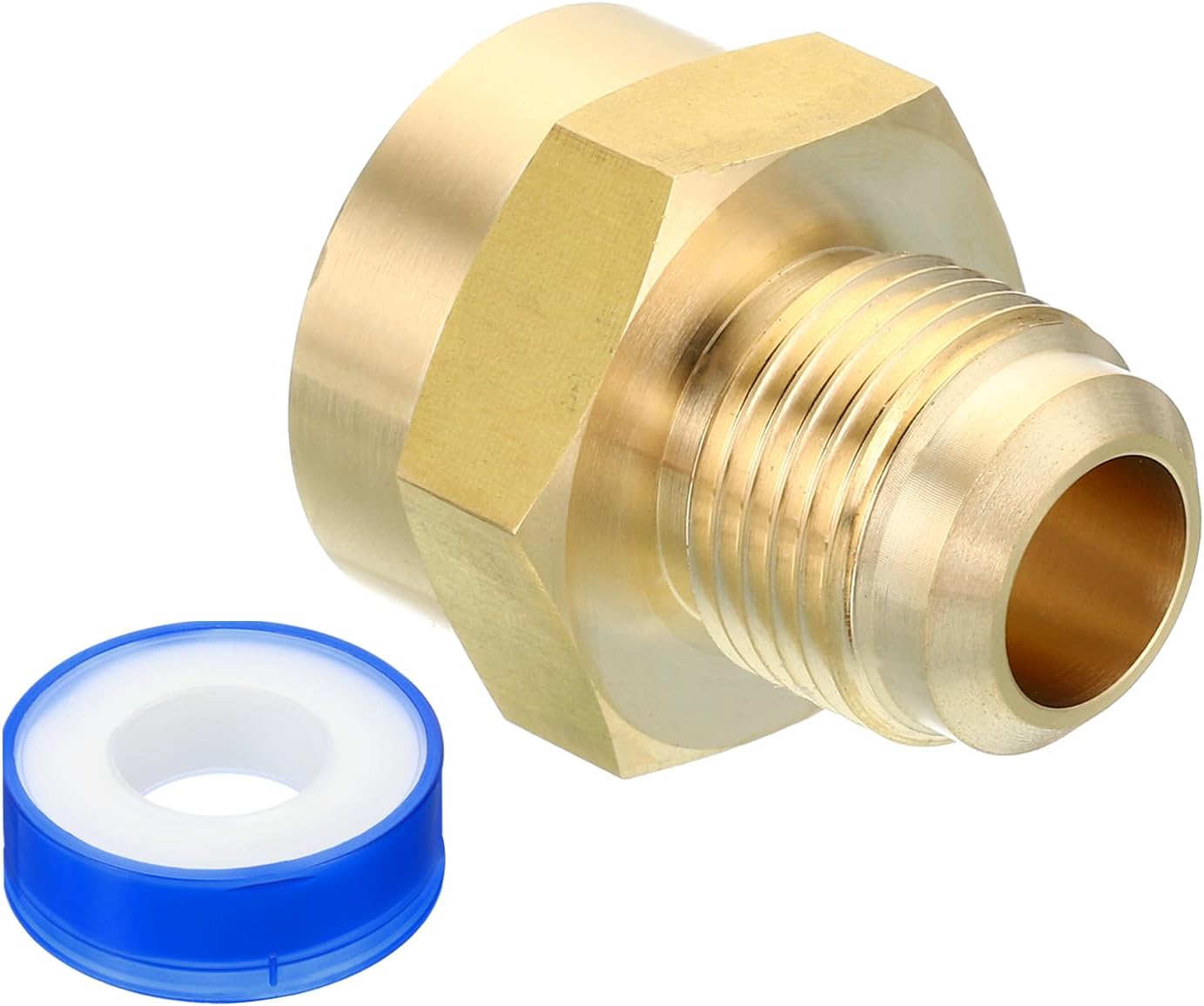 PATIKIL Brass Flare Tube Fitting, 2pcs Union Coupling Gas Adaptor 1/4" SAE 45° Flare Male to 1/8" NPT Female Pipe Connector Adapter with PTFE Tape for Refrigeration Gas System