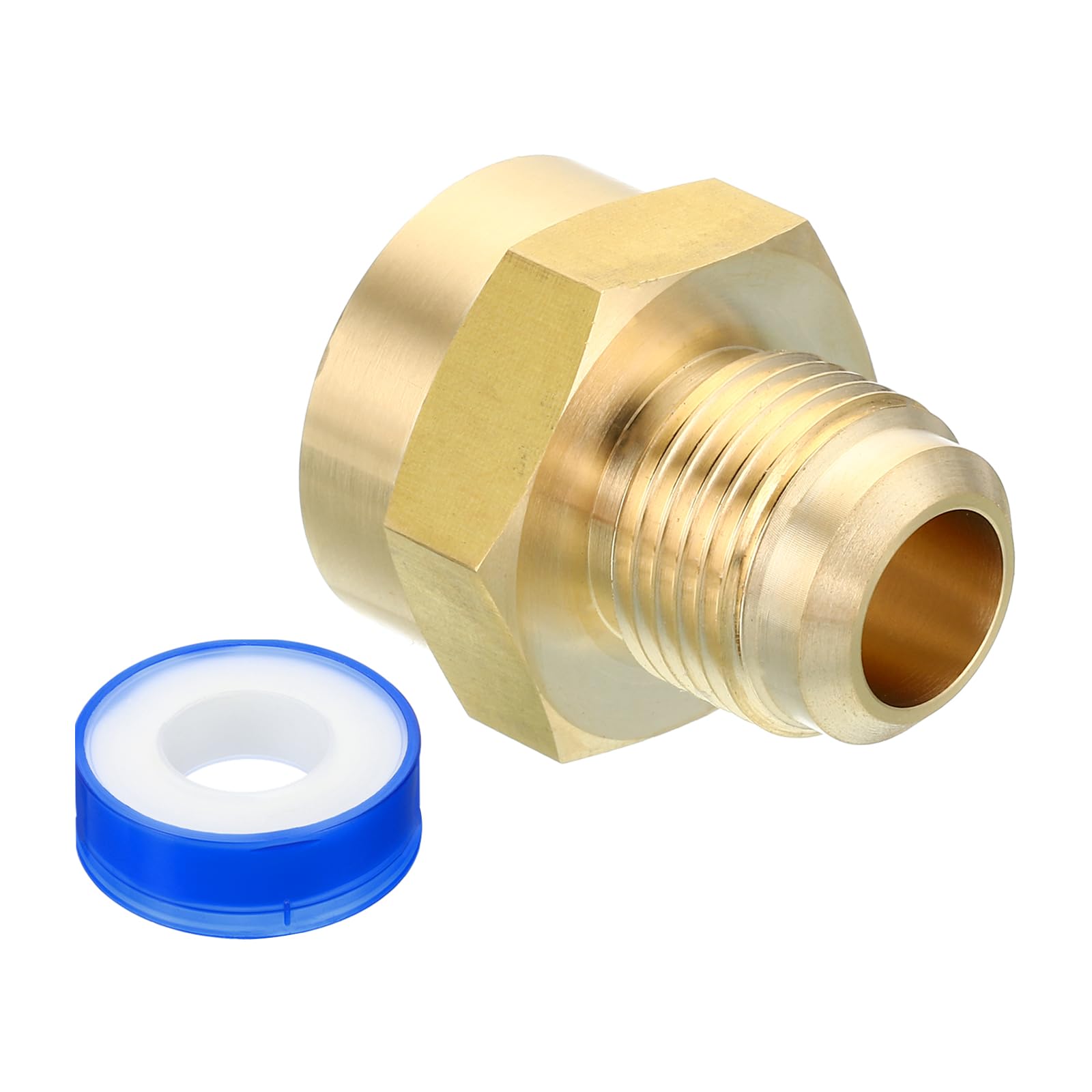 Conector de tubo de latón PATIKIL 5/8 SAE macho a 3/4 NPT hembra con cinta PTFE para gas