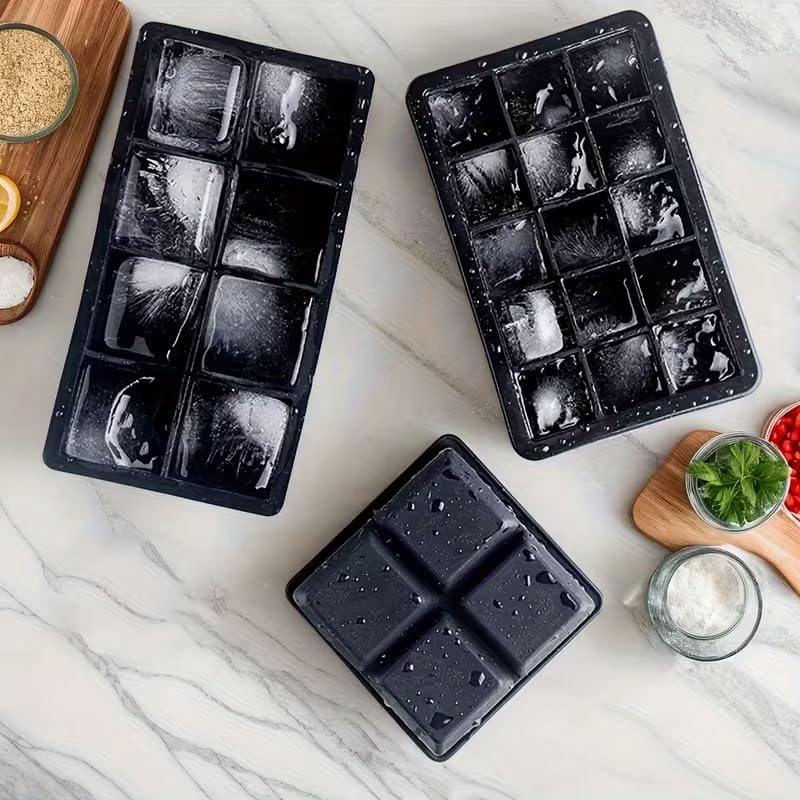 Bandeja para cubitos con tapa 6 moldes cuadrados miniatura 1