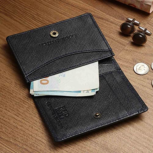Image of LOUIS STITCH Safiano Leather Blue Wallet for Men | RFID Blocking Wallet with ID Card Holder, 1 Cash Compartment, 2 Card Slots | Slim Purse for Men (WL-SF BU)