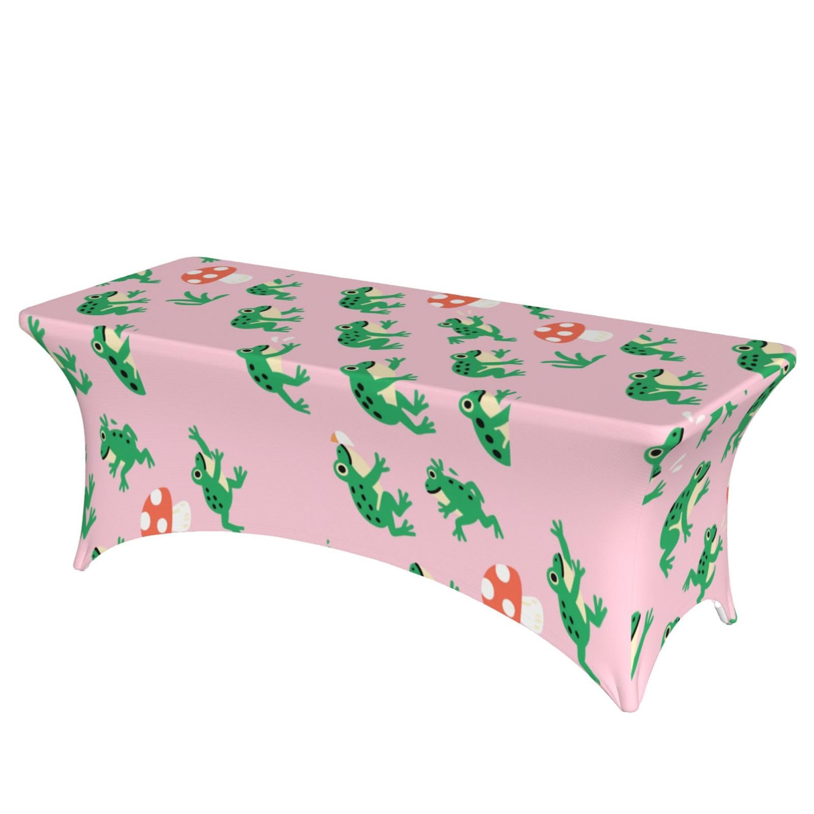 LMNGH Frog and Mushroom Decorative Tablecloth Protector for Wedding, Banquet & Parties6FT Spandex Rectangle Tablecloths, Stretch Washable Table Cloth Wrinkle Free Patio Table Cover