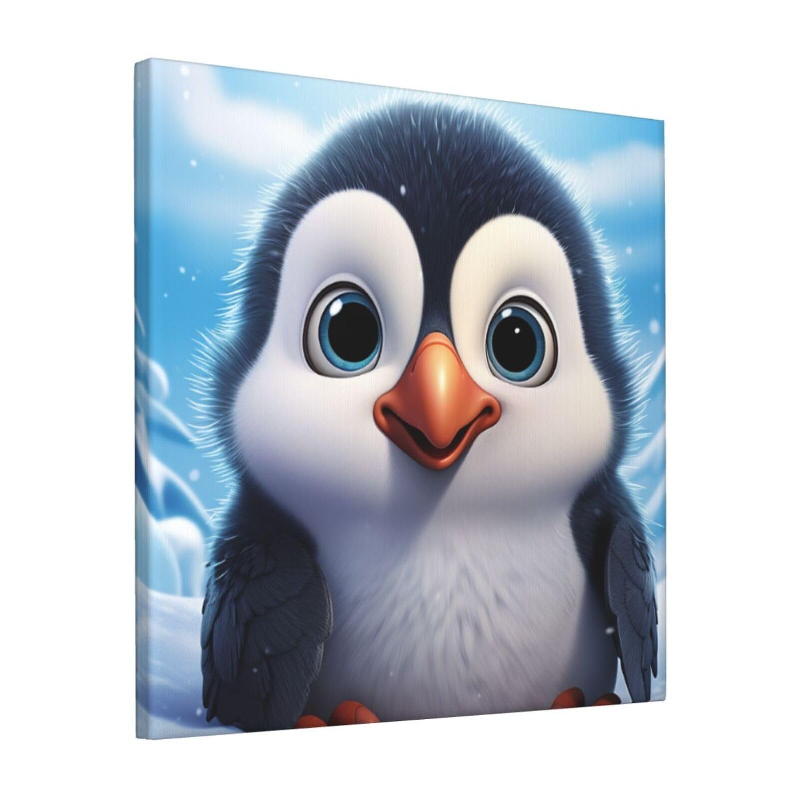 FodPand cartoon cute penguin Canvas Wall Art for Living Room Wall Decor 12"x12" Modern Artwork Painting Pictures Hanging Canvas Prints Aesthetic Wall Art for Bedroom Bathroom Office Wallart Decor