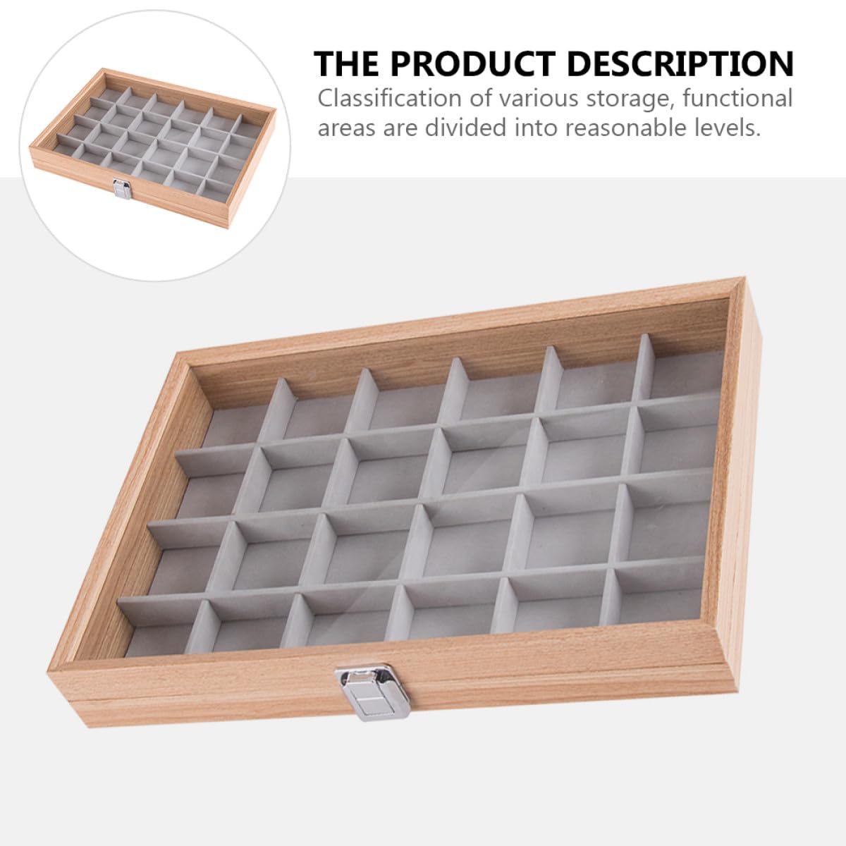 Caja de Almacenamiento de Joyas Organizador Multifunción Rejillas y Ventana Transparente para Pendientes, Anillos y Collares, Adecuado para Viaje y Exhibición en Mostrador