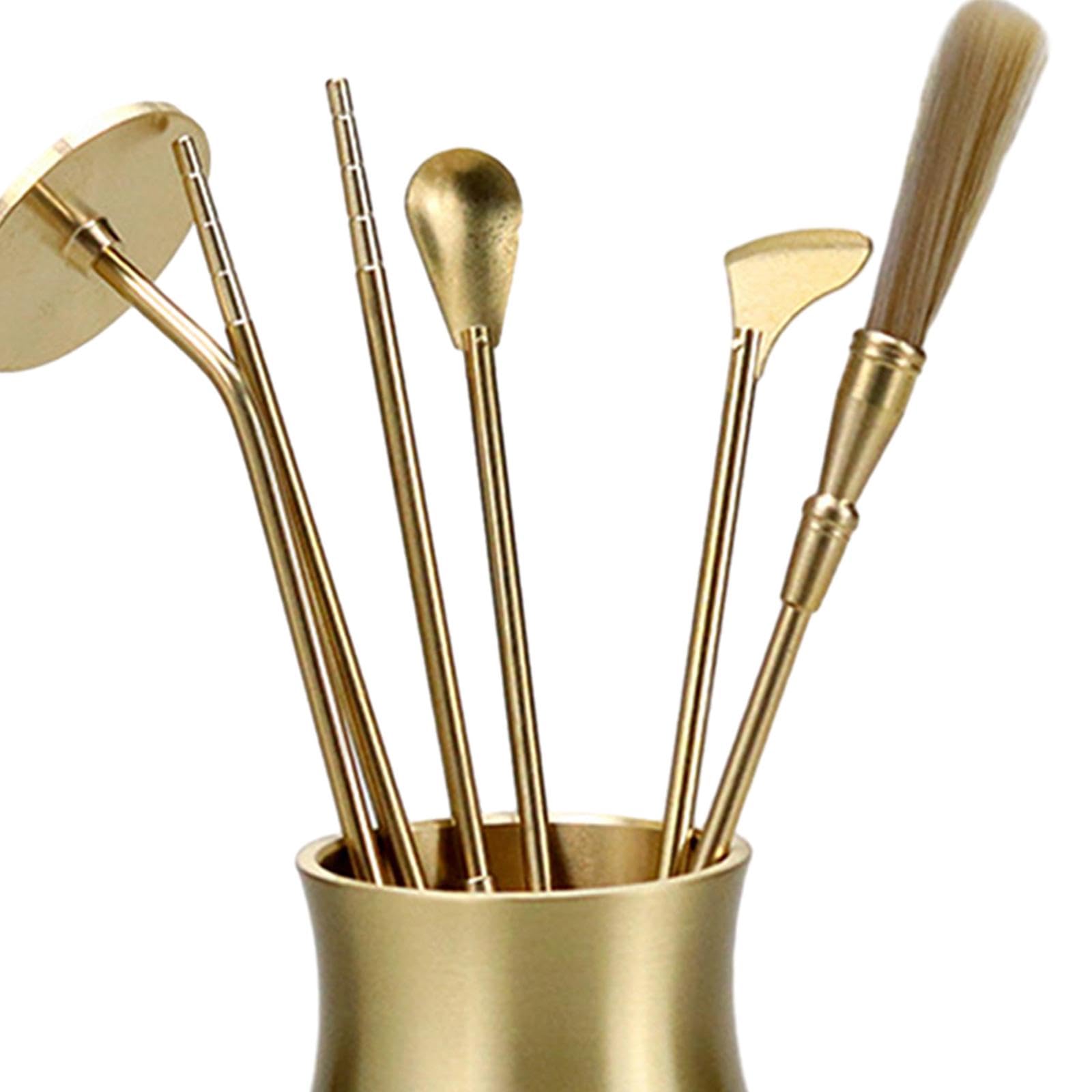 Gralara 7X Set per Cerimonia di Cinese, Set per Fare in Ottone, Set per bruciatori di in Polvere con Sigillo di Loto, per Festival,