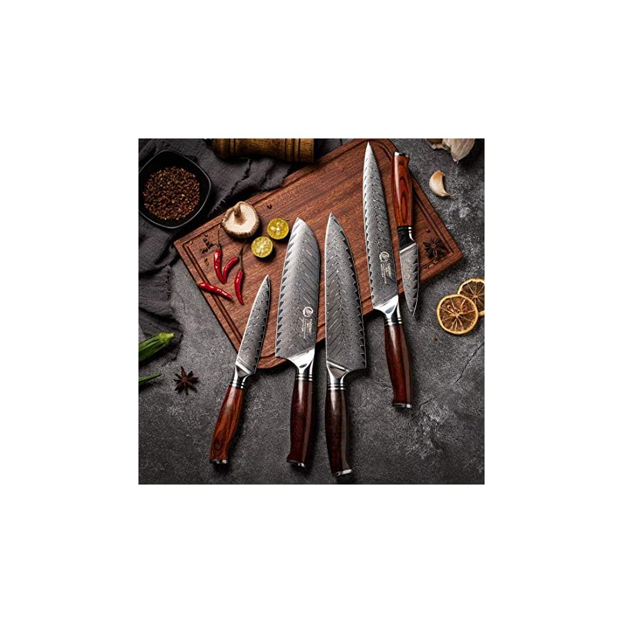 YARENH-Professional-Chef-Knife-Set-5-Piece-Damascus-High-Carbon-Stainless-Steel-Full-Tang-Natural-Sandalwood-Handle-Ultra-Sharp-Kitchen-Knife YARENH Professional Chef Knife Set 5 Piece, Damascus High Carbon Stainless Steel, Full Tang, Natural Sandalwood Handle, Ultra Sharp Kitchen Knife