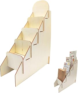 4 Etagen GrußKartenstäNder PostkartenstäNder Holz Display StäNder Schlitz Holz Schmuck Display StäNder,ArtenstäNder FüR Postkarten,Aufkleber,Feiertags-Geschenkkarten (Holzfarbe 3)
