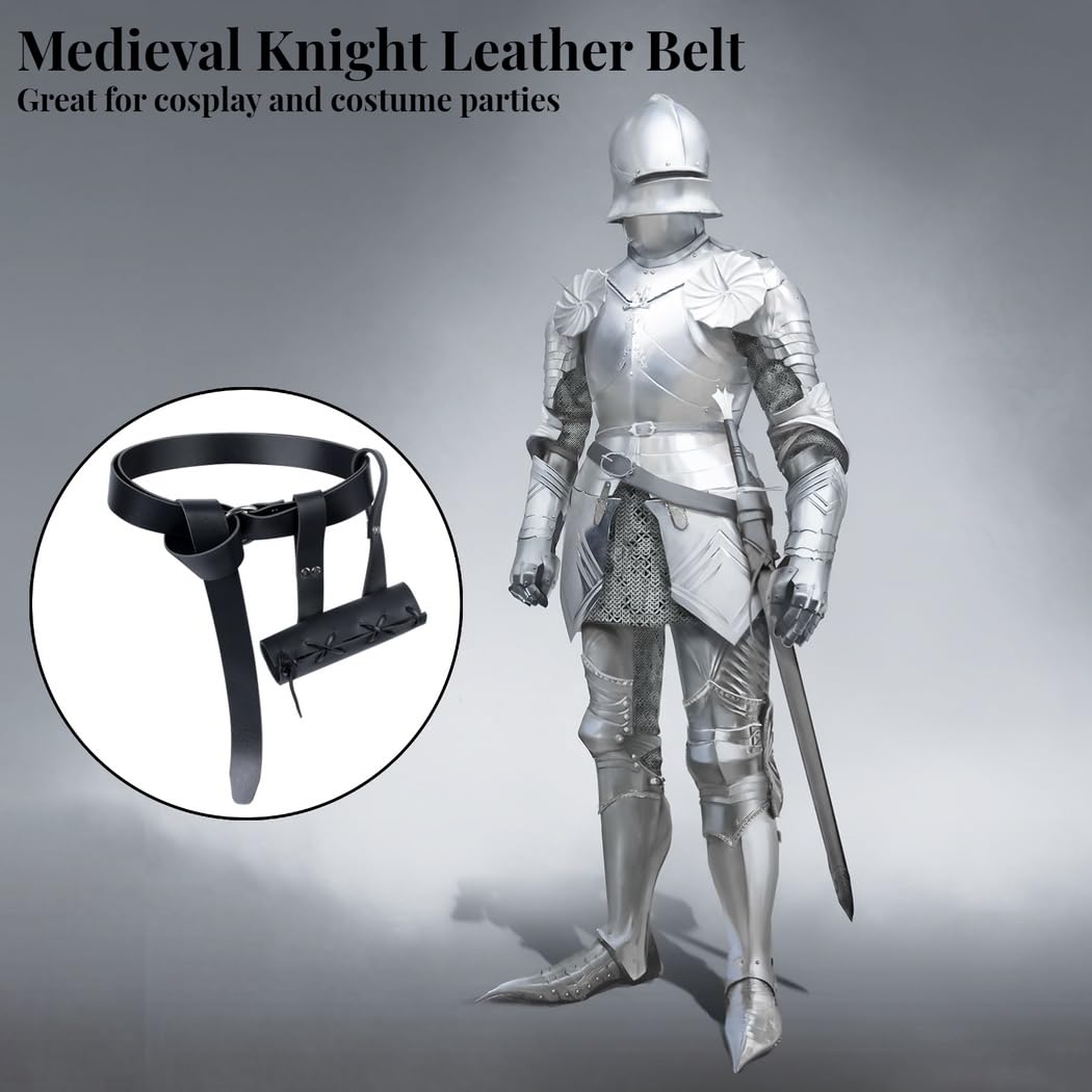 Lot de 2 Holsters Porte épée pour Ceinture de Chevalier, Fourreau en Cuir Style médiéval avec Ceinture réglable, Porte dague Renaissance pour Cosplay Chevalier, Guerrier, Pirate