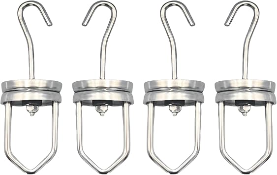 Heavy Duty 5.7 Inches Long Strong Hanging Rotating Spinner Hooks Powder Coating and Painting - 110 Pounds Capacity 4PCS Paint Rotary Swivel Hooks High Temperature Rotary Hook