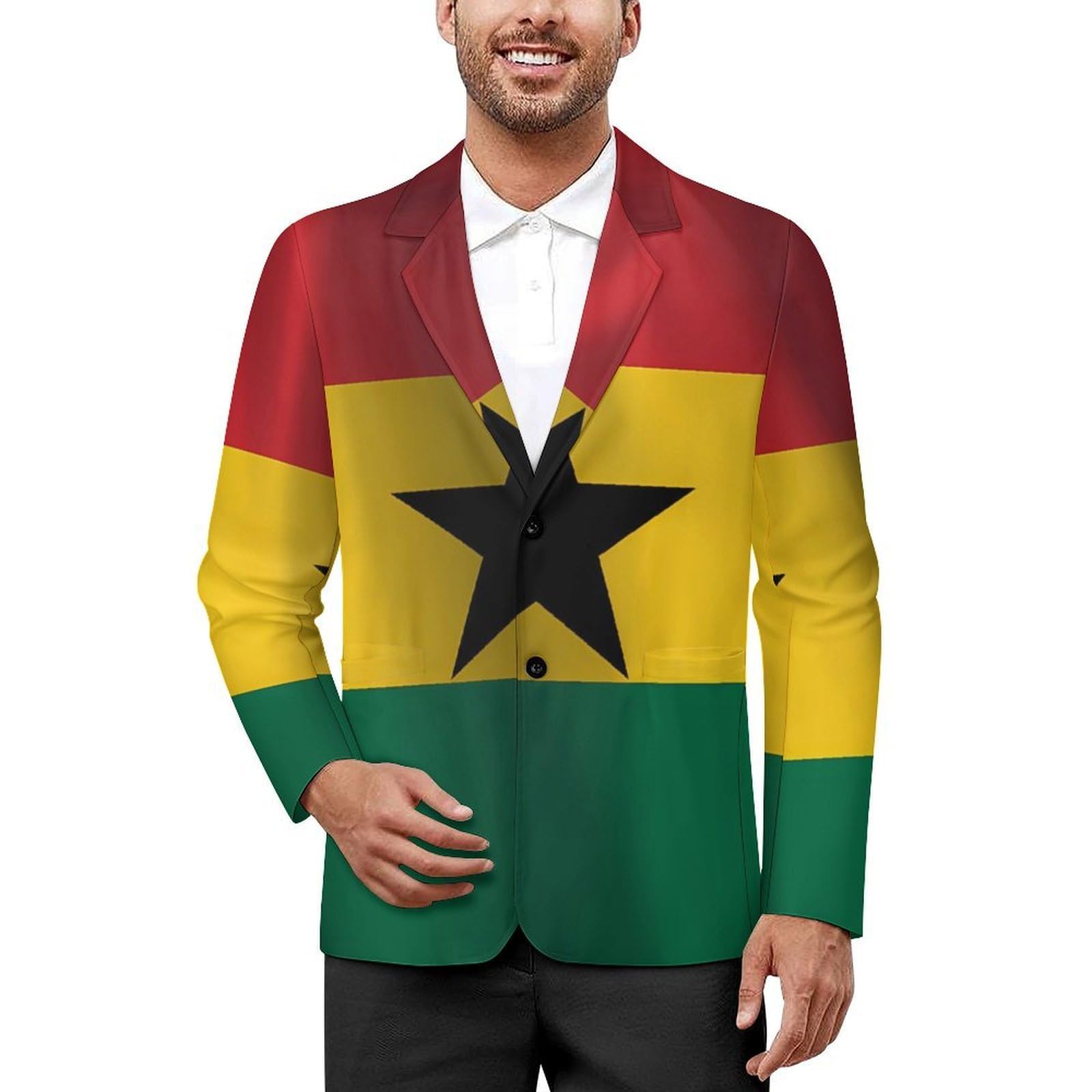 Flag of Ghana Men's Blazers Slim Fit 3XL