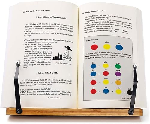 Miniatura 14 de wishacc Atril de bambú para libros de cocina con 5 alturas ajustables de 13.2 x 9.2 pulgadas