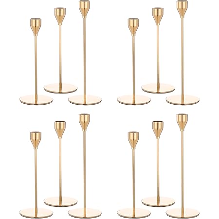 Romadedi Gold Kerzenständer Set 5-tlg - Metall Kerzenhalter 19-34 Cm Für Stabkerzen, Hochzeit & Weihnachten