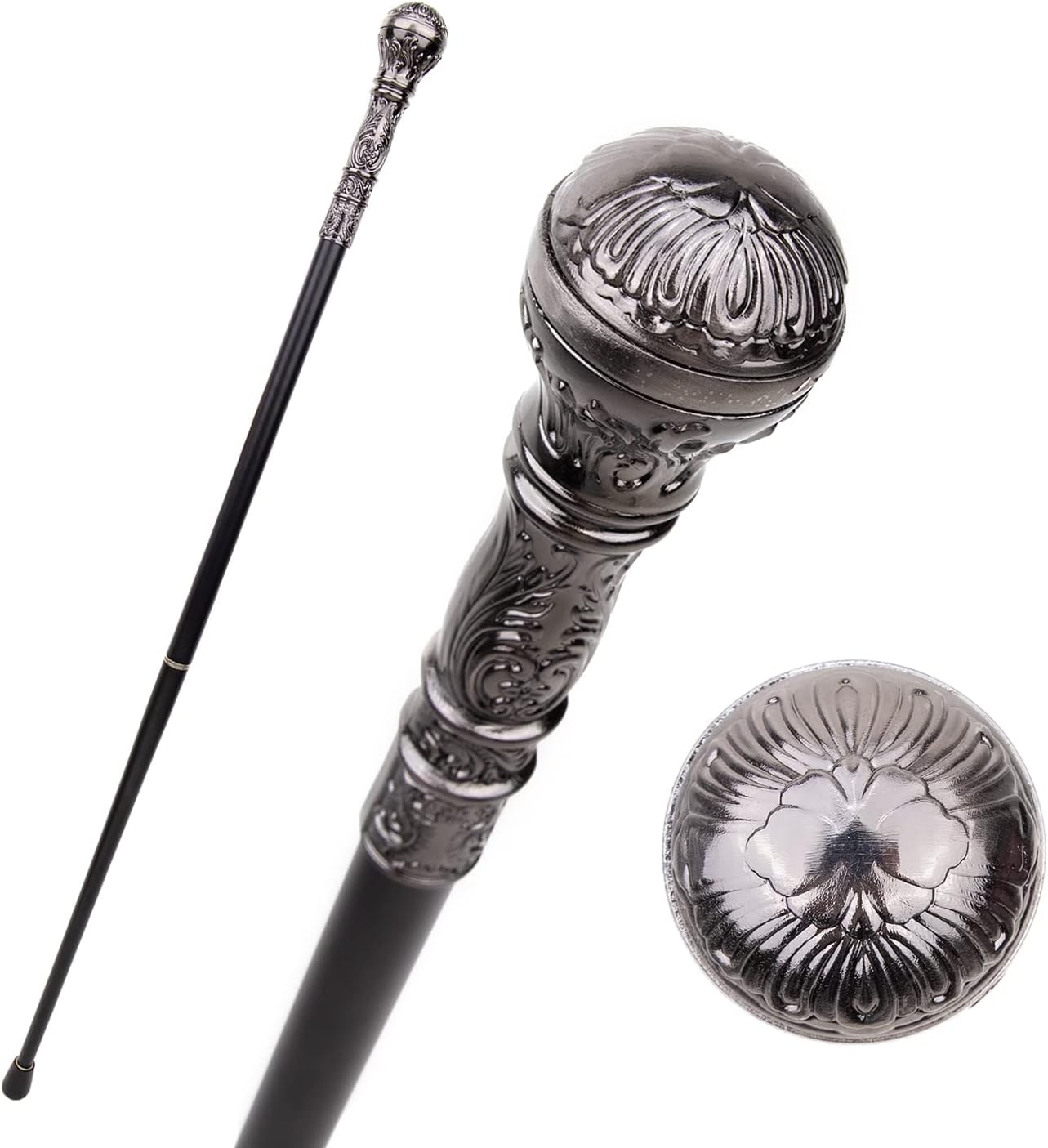 Silver Luxury Round Handle Fashion Walking Stick for Party Decorative Walking Cane Elegant Crosier Knob Walking Stick 93cm