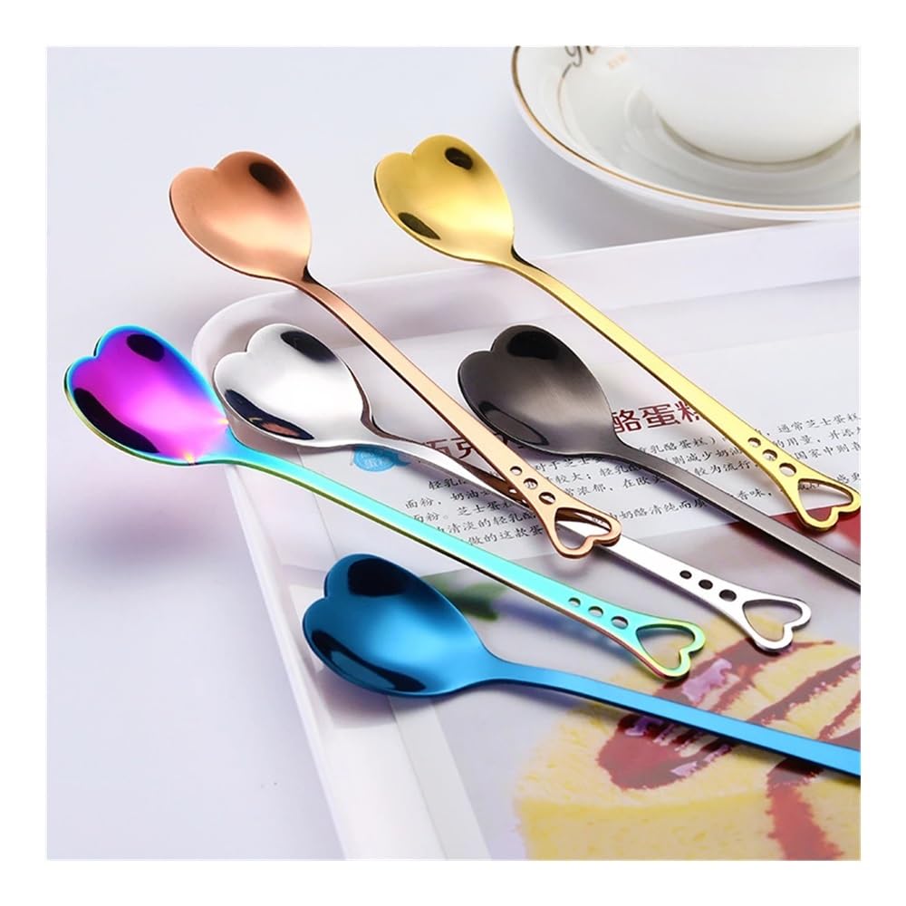 30 cucharas de café de acero inoxidable en forma de corazón (oro rosa)