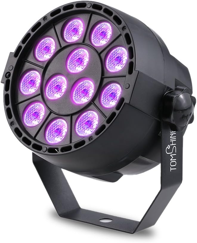 Tomshine Stage Light, 15W 12 LEDs UV Par Light AC110V-220V Support Auto Sound DMX512 Master-Slave 8 Channels for Indoor KTV Pub Bar Wedding School Show Xmas Club