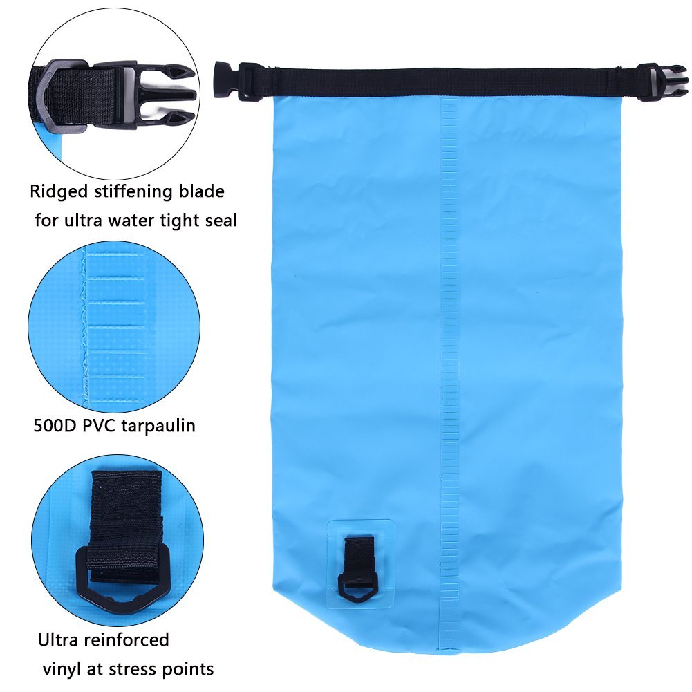 ValueHall (2 Pack) 10L/2L leggero 500D impermeabile secco borse con tracolla regolabile durevole, Plus gratis telefono custodia