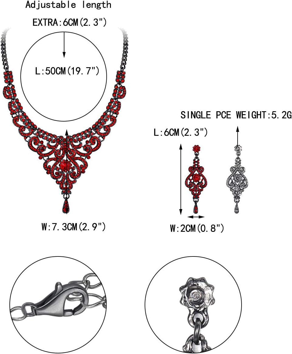 EVER FAITH Women's Austrian Crystal Art Deco Bridal Vase Flower Necklace Earrings Set - Image 5