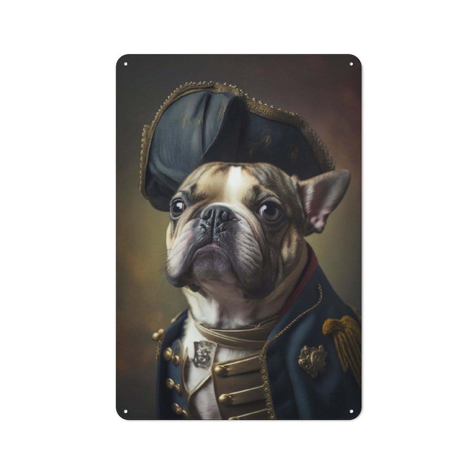 Junmoney Napoleon French Bulldog Rustic Metal Plaque 30X20cm For Lounge Or Reading Corner, For Home Office, Studio And Craft Room Walls