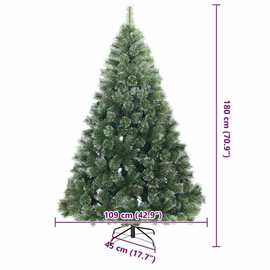 Árbol de Navidad artificial plegable moderno de 180 cm, cubierto de nieve, ramas de PVC, soporte de hierro, para interior y exterior, decoración festiva