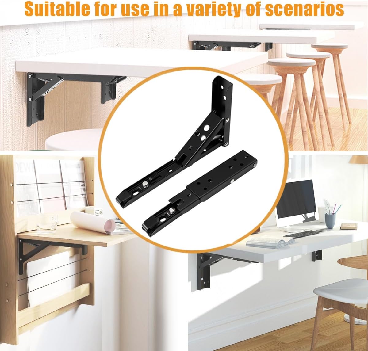 Wall Table Fold Down Hinge,90 Degree Self-Locking Folding Hinge,Save Space Drop Leaf Table Hinges,Shelf Brackets Locking Hinges 90 Degree for Wall Folding Racks,etc