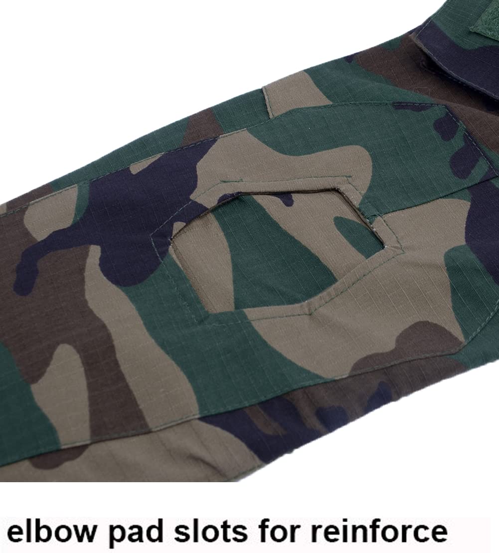 LANBAOSI Chemise de Combat Militaire Homme Airsoft Shirt Tenue Camouflage Uniforme Tactique Séchage Rapide à Manches imperméables Vert x-Large