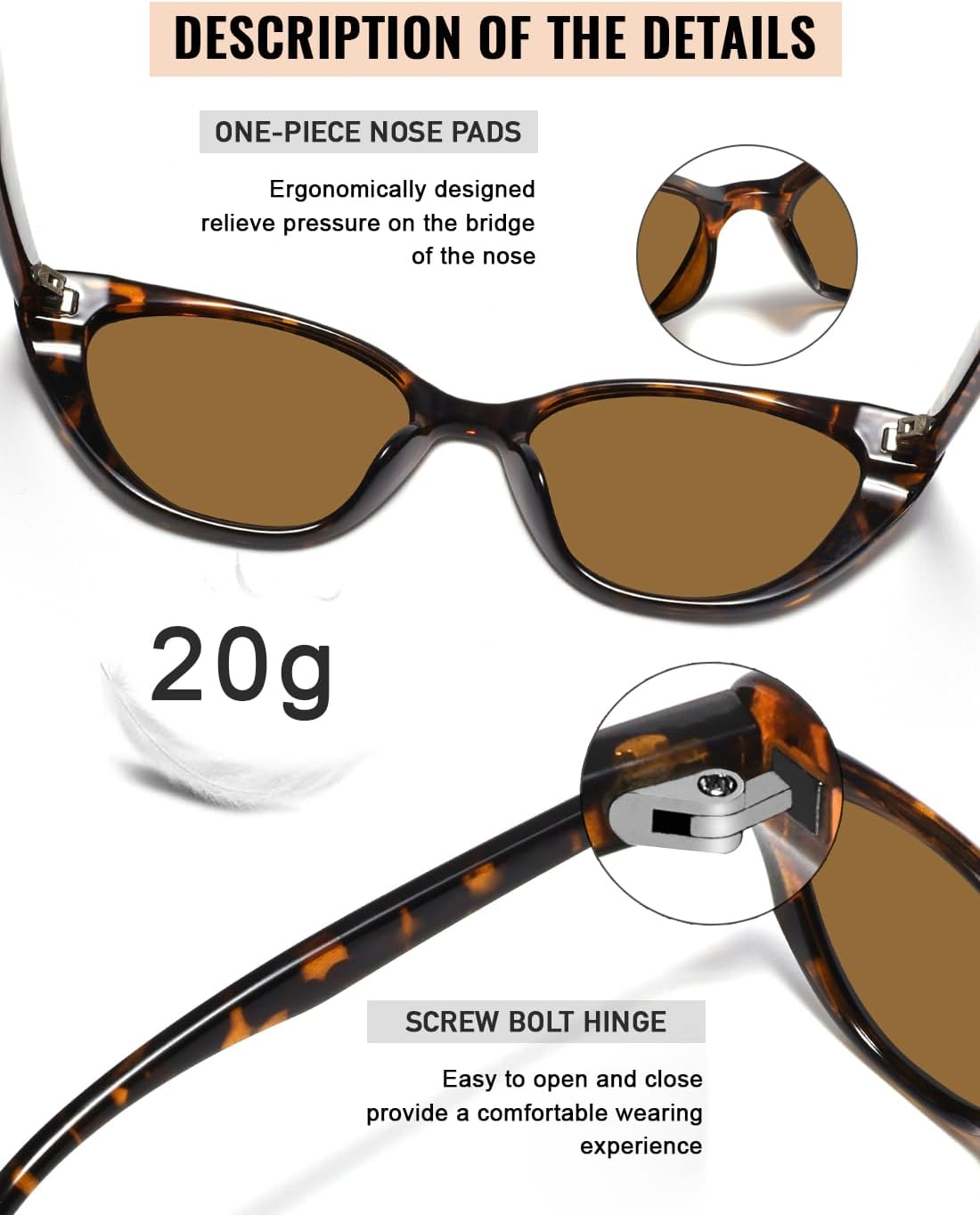 Narrow Small Retro Polarized Cat Eye Sunglasses for Women Trendy Driving Glasses - Image 7