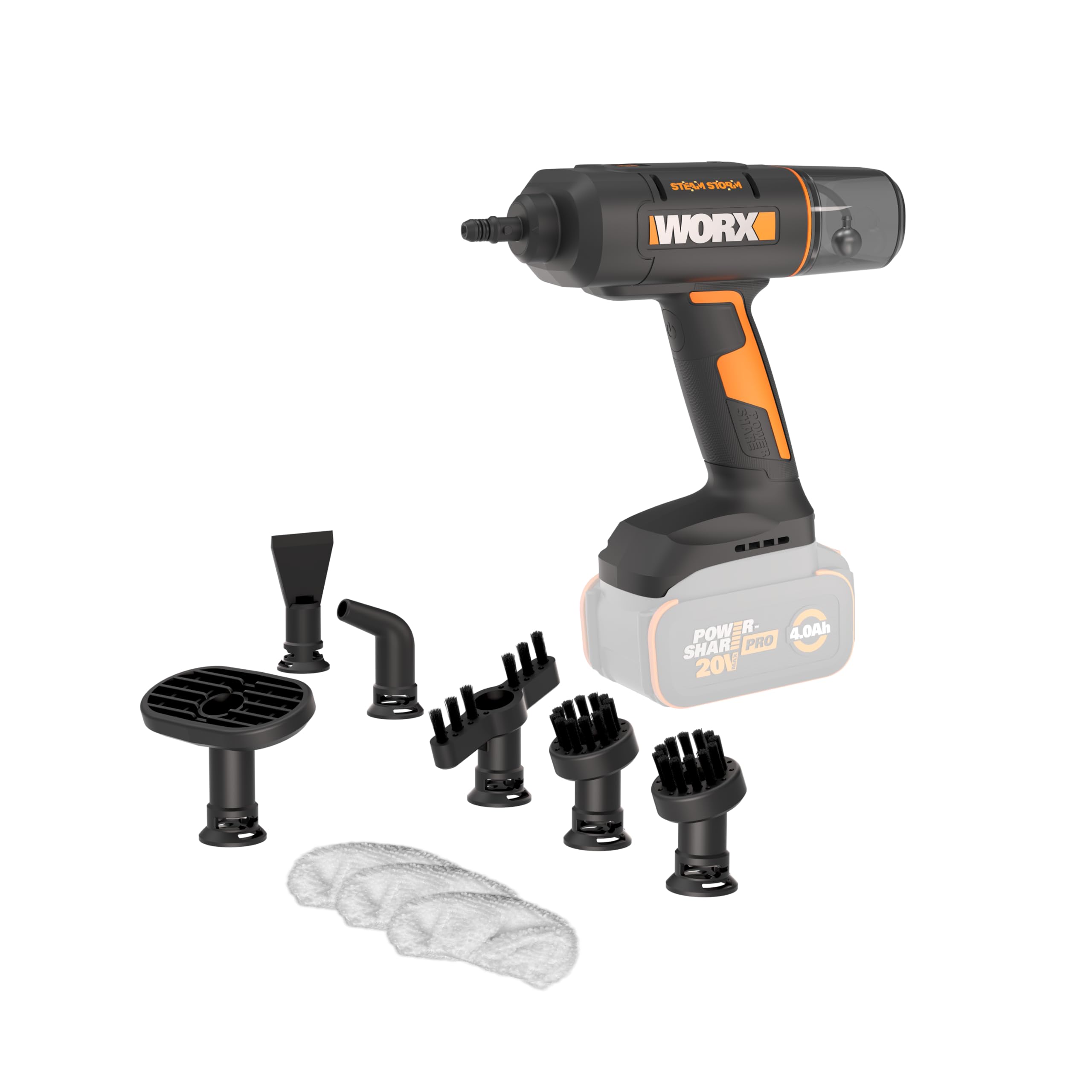 WORX 20V kabelloser Handdampfreiniger WX770.9, ohne Akku & Ladegerät | Dampfreiniger für 220°F, tötet Keime, 8-Sekunden-Vorheizung, leichter und tragbarer Dampfreiniger für Zuhause & Auto, leicht