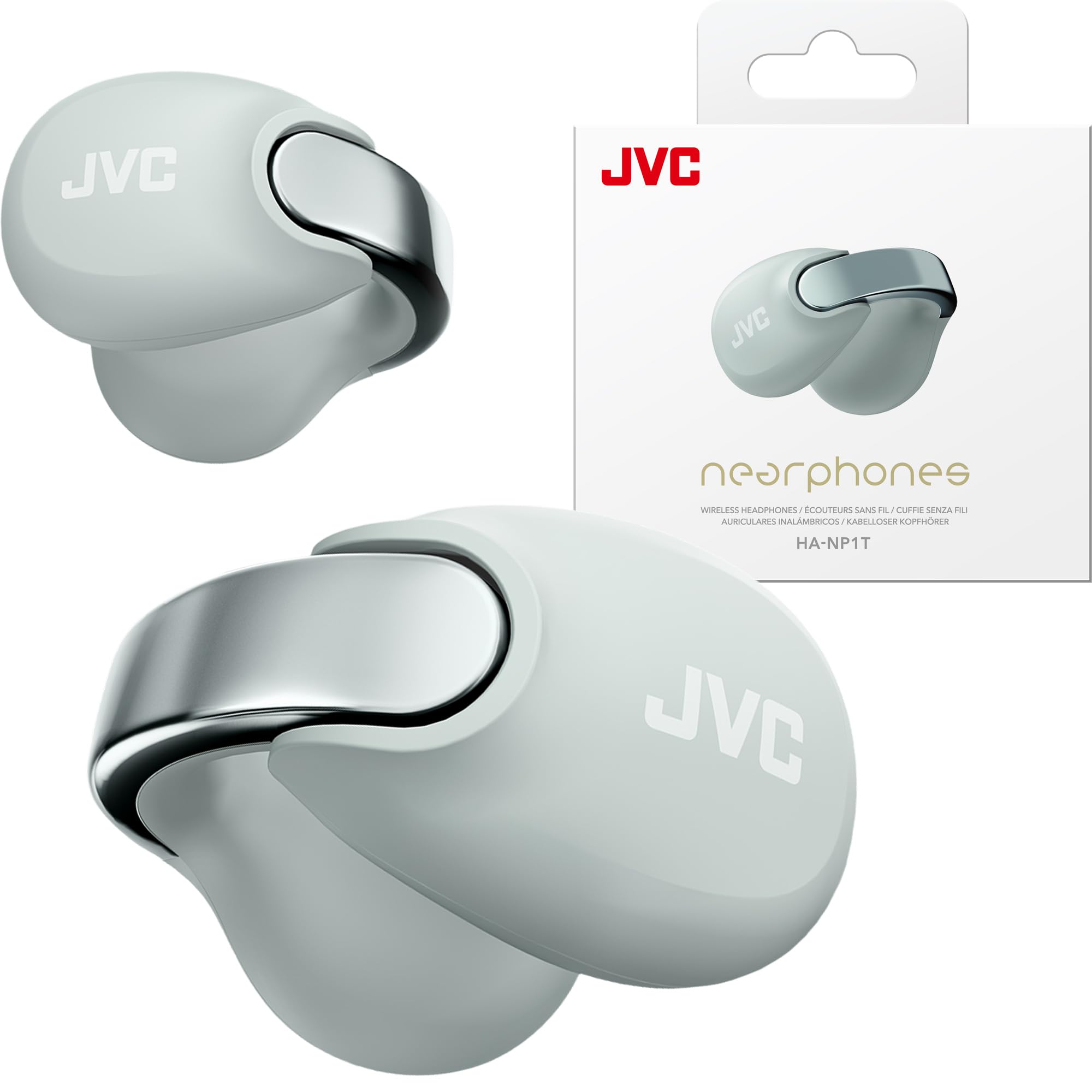 JVC Nearphones Open Ear True Wireless Headphones - Open Ear Earbuds - Bluetooth 5.3-24H Playback - IPX4 Water Resistant - Built-in Mic - Awareness &