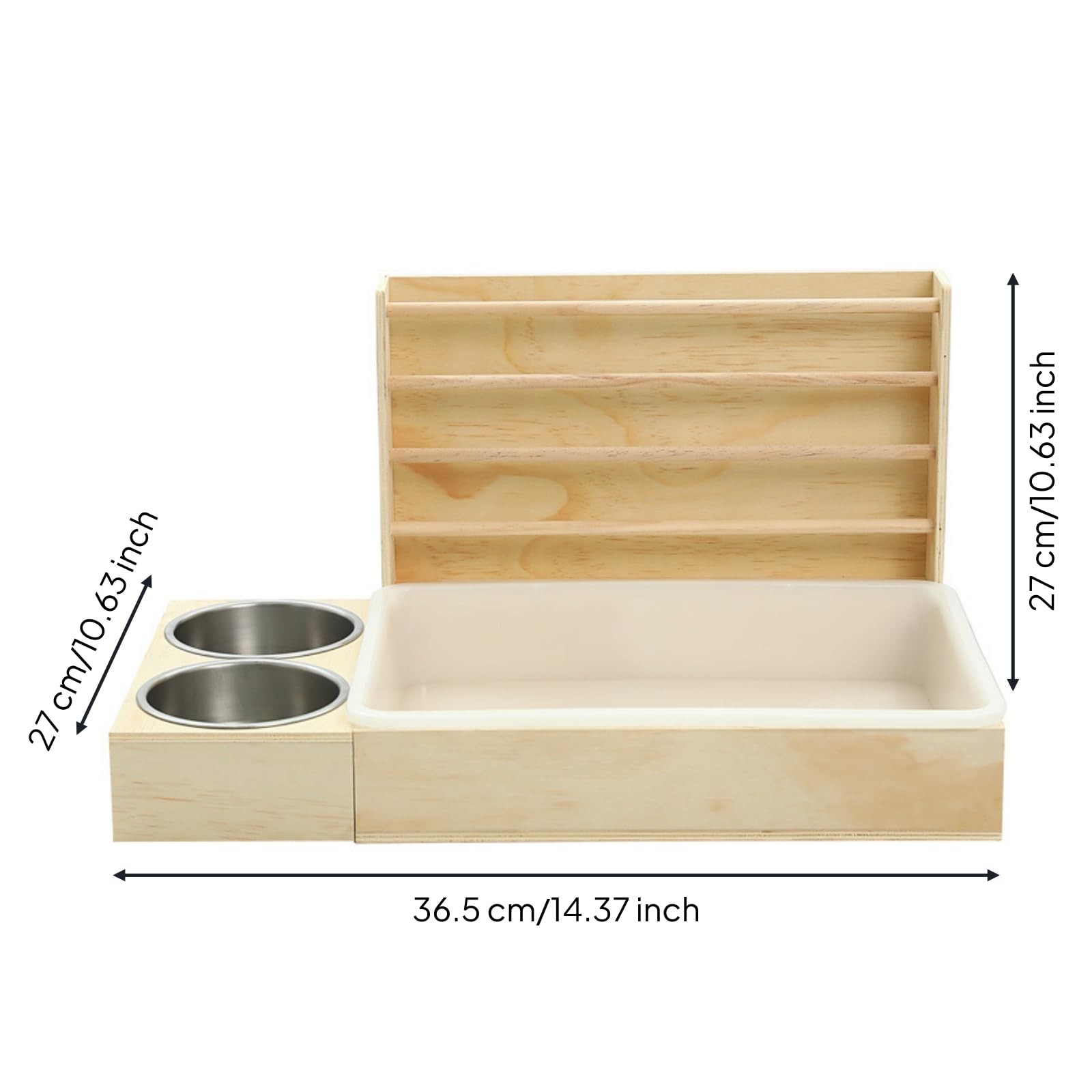 Mangeoire en Bois avec Gamelles Robuste Râtelier à Foin avec Écuelle Amovible Distributeur pour Cochons D'In, Intérieur