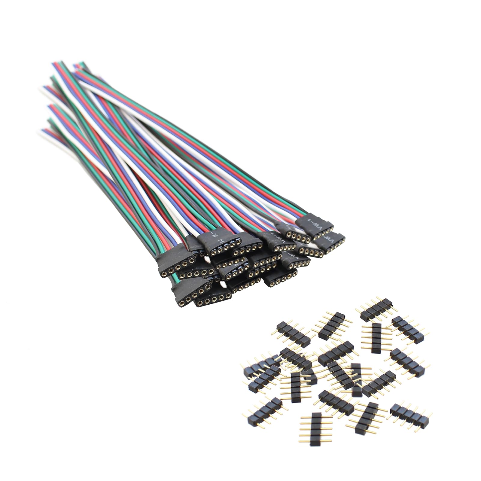 SIM&NAT 5 Pin RGBW Led Connector Extension Wire with 5 Pin Conenctor, 15 cm / 5.9 inch RGBW RGBWW Connector Plug Weld Line Male Female Plug Cable for