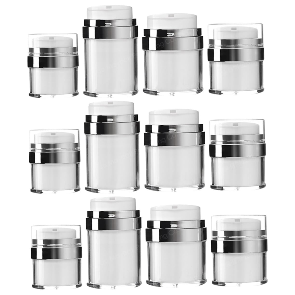 Healvian 3 Set Contenitori Viaggio Per Crema Con Pompa Airless Dispenser Vacuum Per Cosmetici Bottiglie Diverse Capacità E Compatto Per Della 4 Pezzi*3