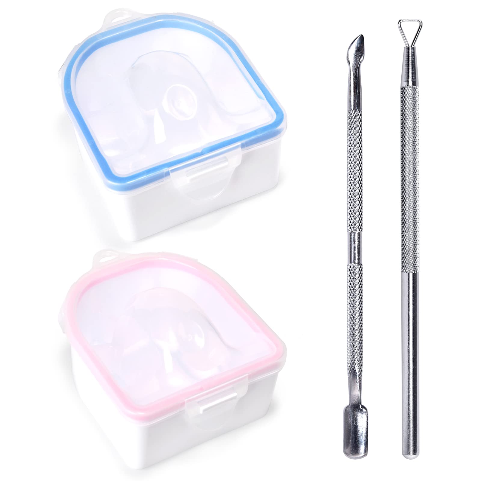 KADS Nail Soaking Bowl, 2PCS Soak Off Gel Polish Dip Powder Remover Manicure Bowl with Triangle Cuticle Peeler and Stainless Steel Cuticle Pusher Nail Art Tool