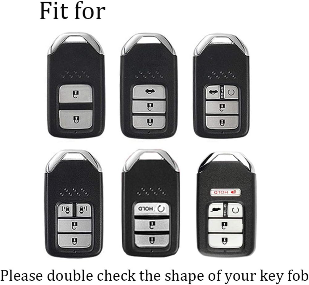 ontto Key Fob Cover Fit for Honda Accord Civic CR-V CRV Remote Key Case Holder Shell Metal Leather Key Protection with Keychain Red