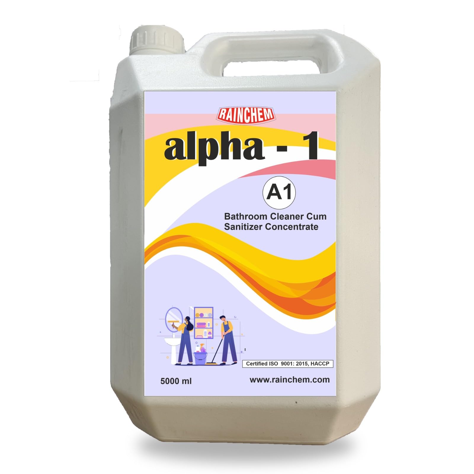 Alpha 1 Bathroom Cleaner Cum Sanitizes + Alpha 9 Bathroom Cleaner & Descaler Tap + Dflo Drain Cleaner Drainage Block (1 Kg) | 5 Ltr + 5 Ltr + 1 Kg