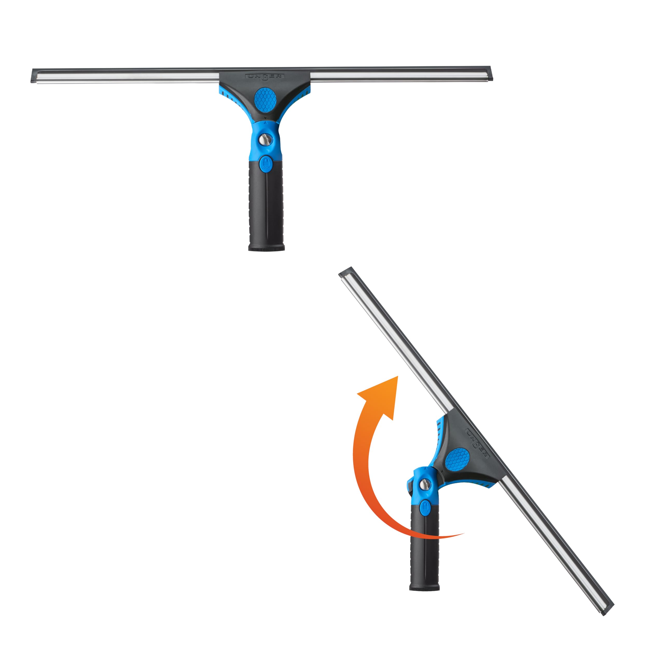 Unger 18-inch Professional Grip Swivel Squeegee – Professional Grade Window Squeegee for the Home, Large Squeegee for Glass Window Cleaning
