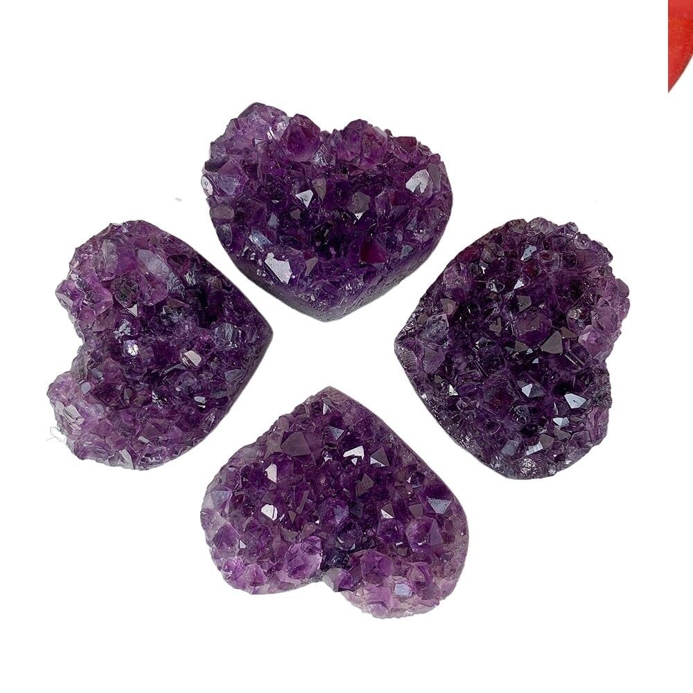 Racimo de geoda de amatista en forma de corazón de Uruguay en bruto de 3-4cm, racimos de cristales naturales for decoración del hogar