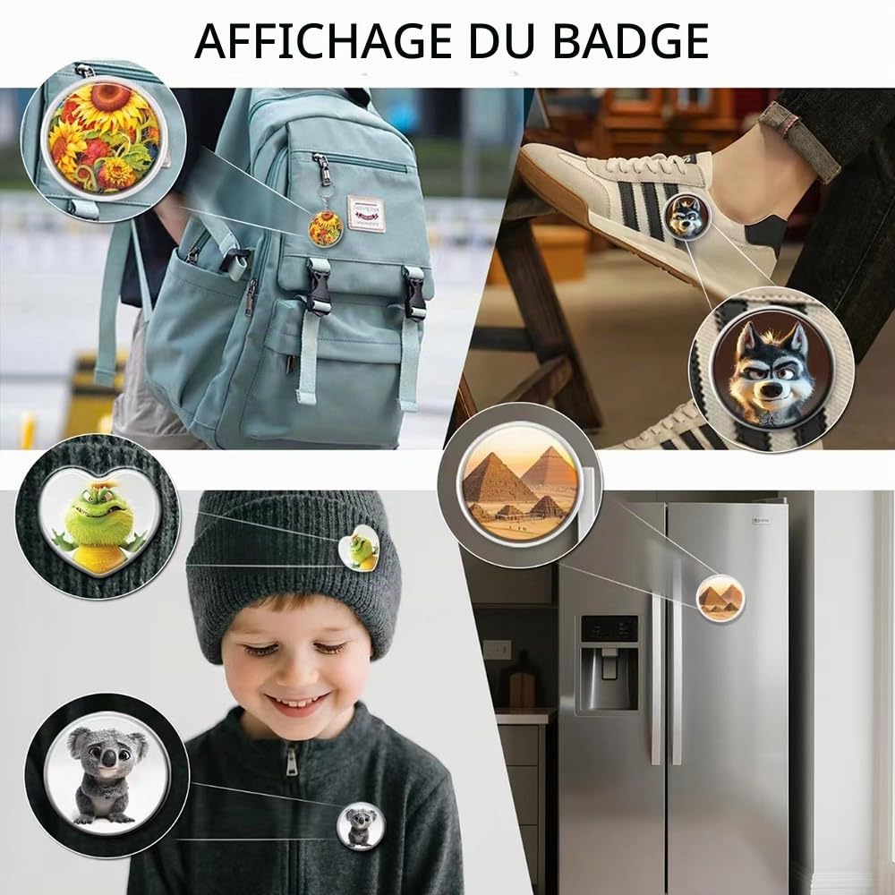 NEWFUN Machine a Badge, Machine à Badge, 55mm/35mm, Insignes en Forme de Cœur, Button Maker pour Enfants DIY Cadeaux, peut Faire des Insignes, des Porte-clés, des Autocollants pour Réfrigérateur