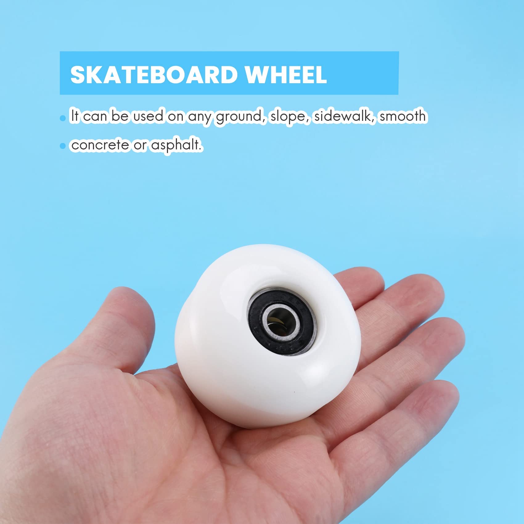 Roues de Planche à roulettes avec Roulements 52X30Mm Street PU Roues Pièces de Planche à roulettes Cruiser Roues de Planche Longue (Ensemble de 4) Blanc