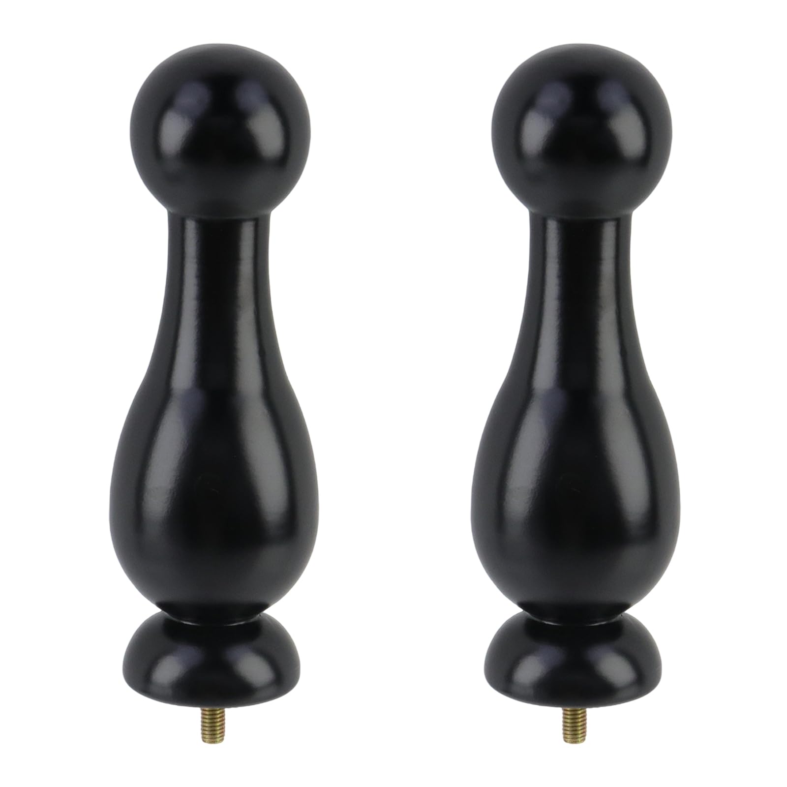 Dnyta Lot de 2 embouts de tringle à rideaux décoratifs en bois pour escaliers, tringles à rideaux, loisirs créatifs (noir, 19 cm x 6,30 cm)