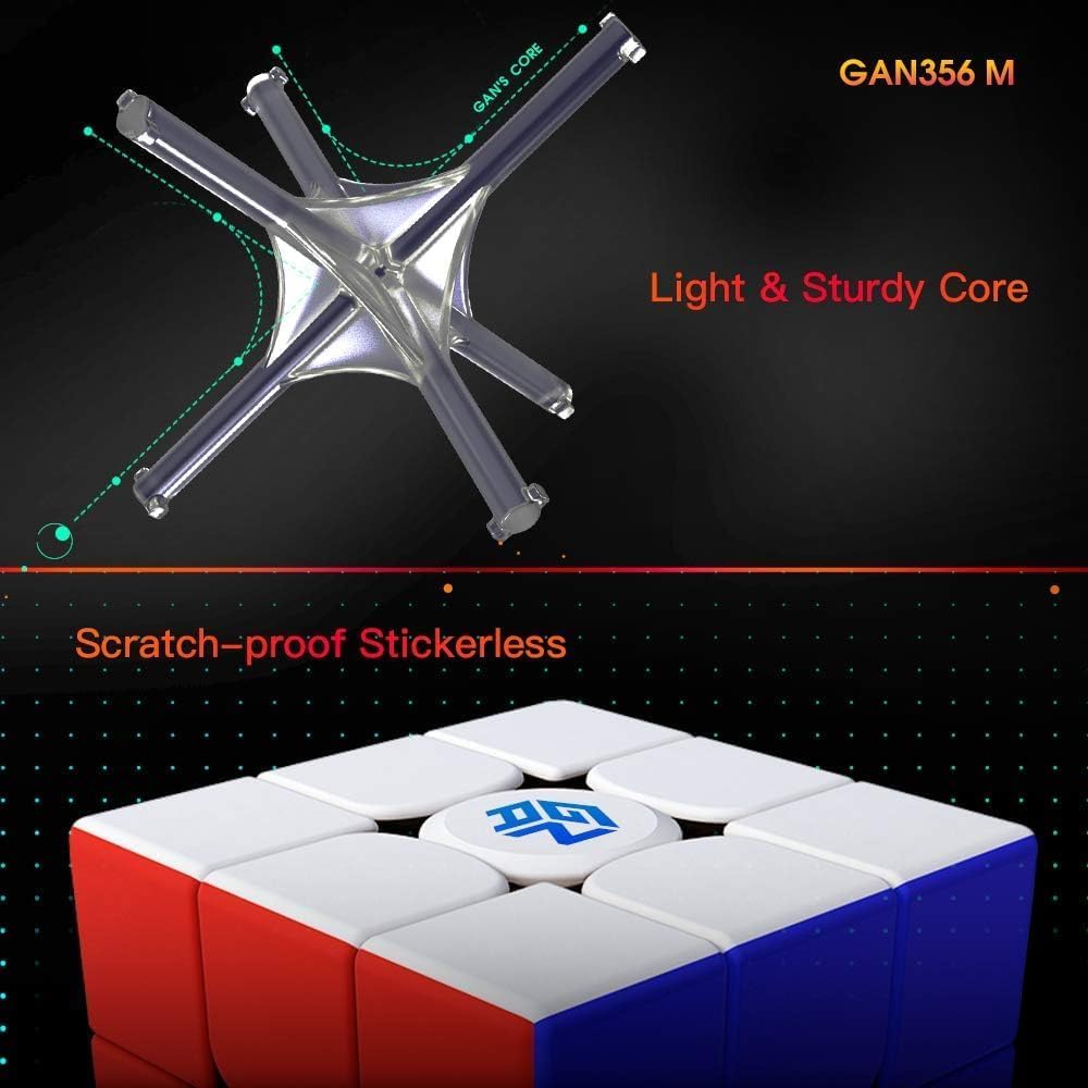 XMDCuber GAN 356M Lite Magnetic Speed Cube Stickerless 3x3 Puzzle Cube, GAN356 M Lite Version