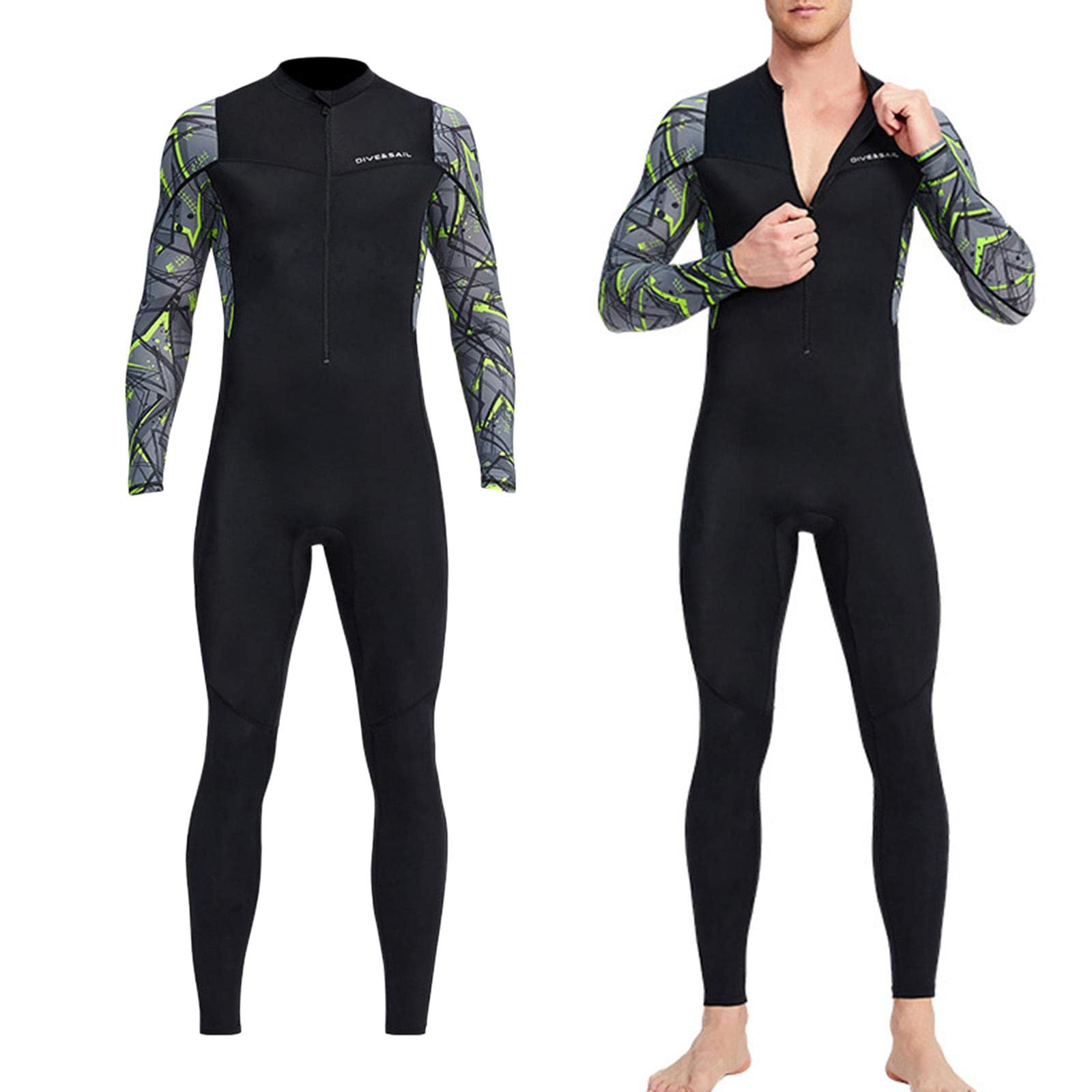 rockible Super Stretch Neoprene Wetsuit, Front Zip Full Body Diving Suit, Piece for Men-Snorkeling, Scuba Diving Swimming, Surfing, M
