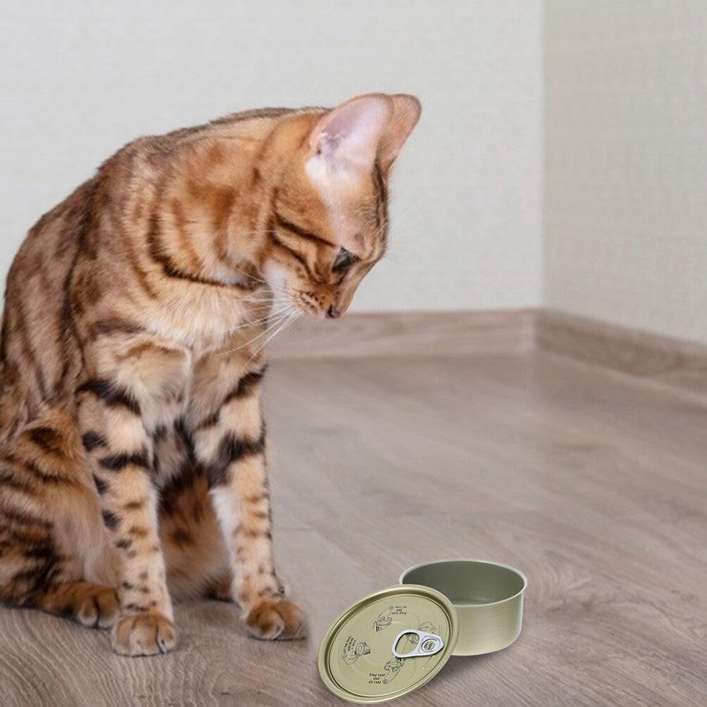 Cabilock Food Containers Lids 4pcs Empty Canned Cat Tins for Holiday Favors Treats